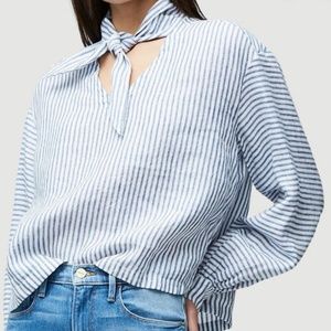 Frame Handkerchief Blouse - white/blue striped